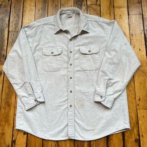 Vintage Five Brother Men’s XL Flannel Shirt Chamois Beige Made in USA Distressed